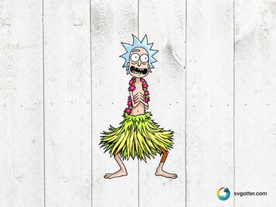 Rick in Hula Skirt, Best for fans of Rick and Morty, best on t-shirt, best to be applied with sublimation