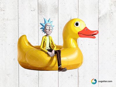Rick on Rubber Duck, Best for fans of animated shows, best on t-shirt, best to be applied with sublimation