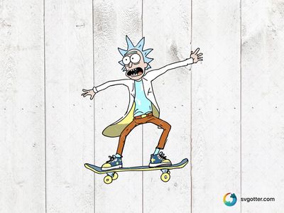 Rick on Skateboard, Best for fans of animated series, best on t-shirt, best to be applied with sublimation