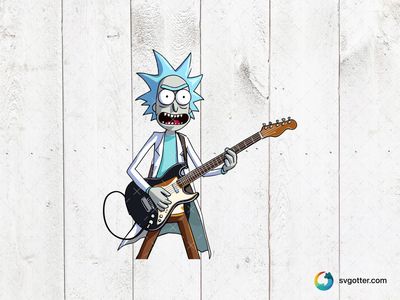 Rick Playing Guitar, Best for fans of animated series, best on t-shirts, best to be applied with sublimation