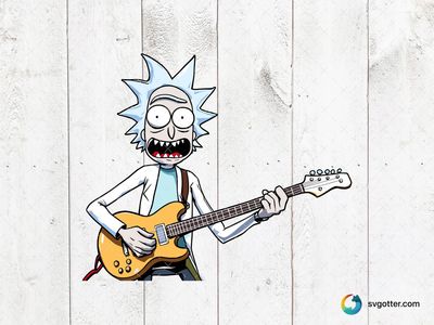 Rick Playing Guitar, Best for fans of Rick and Morty, best on t-shirts, best to be applied with screen printing