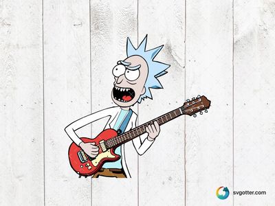 Rick Playing Guitar, Best for fans of animated series, best on t-shirts, best to be applied with sublimation