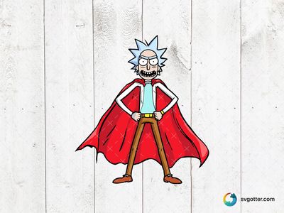 Rick in Superhero Pose, Best for fans of animated series, best on t-shirts, best to be applied with sublimation