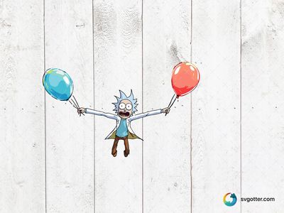 Rick with Balloons, Best for fans of animated series, best on t-shirts, best to be applied with sublimation
