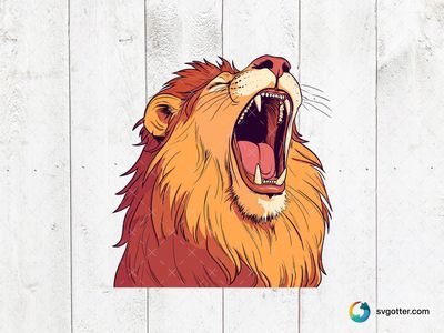 Roaring Lion Illustration, Best for animal lovers, best on wall art, best to be applied with print and cut