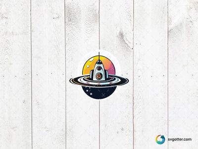 Rocket Orbiting Saturn, Best for space enthusiasts, best on t-shirt, best to be applied with sublimation