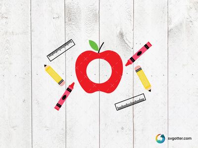 School Supplies and Apple, Best for teachers, best on tote bag, best to be applied with sublimation