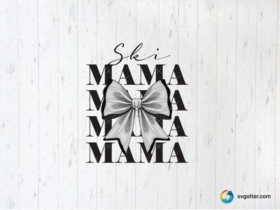 Ski Mama Bow Design, Best for mama, best on sweatshirt, best to be applied with heat transfer vinyl
