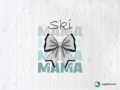 Ski Mama Bow Design, Best for mama, best on sweatshirt, best to be applied with heat transfer vinyl
