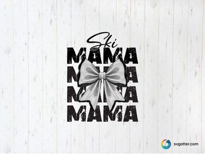 Ski Mama Bow Design, Best for mama, best on sweatshirt, best to be applied with heat transfer vinyl