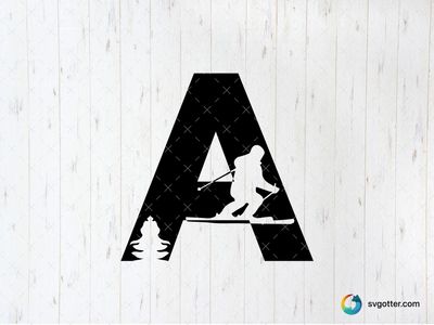Skiing Letter A, Best for winter sports fans, best on t-shirt, best to be applied with heat transfer vinyl