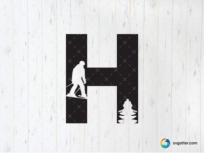 Skiing Letter H, Best for winter sports fans, best on t-shirt, best to be applied with heat transfer vinyl