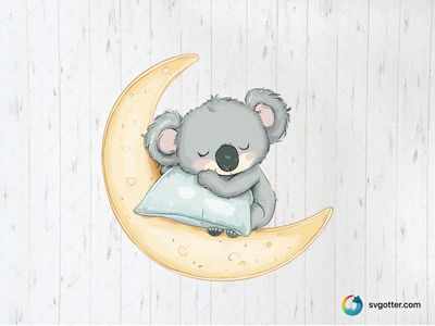 Sleeping Koala on Moon, Best for child, best on baby onesies, best to be applied with sublimation