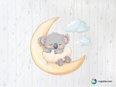 Sleeping Koala on Moon, Best for child, best on baby onesies, best to be applied with sublimation