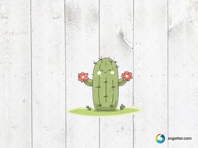 Smiling Cactus with Flowers, Best for plant lovers, best on t-shirts, best to be applied with sublimation