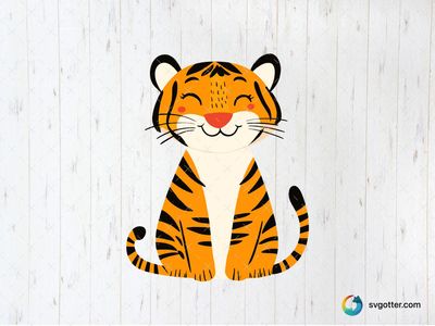 Smiling Cartoon Tiger, Best for child, best on t-shirt, best to be applied with sublimation