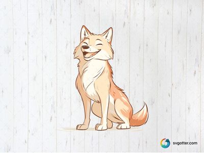 Smiling Cartoon Wolf, Best for animal lovers, best on t-shirt, best to be applied with screen printing