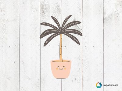 Smiling Palm Tree in Pot, Best for plant lovers, best on wall art, best to be applied with print and cut