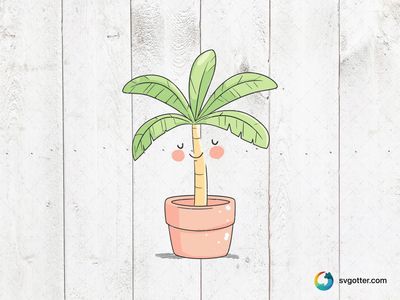 Smiling Potted Palm, Best for plant lovers, best on wall art, best to be applied with print and cut