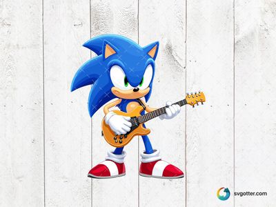 Sonic Playing Guitar, Best for gamers, best on t-shirt, best to be applied with sublimation