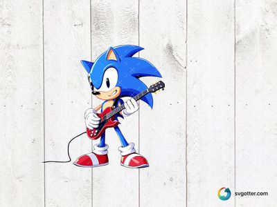 Sonic Playing Guitar, Best for gamers, best on t-shirt, best to be applied with screen printing