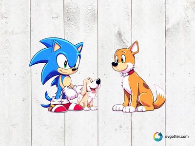 Sonic with Dogs, Best for children, best on t-shirt, best to be applied with sublimation