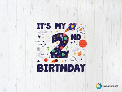 Space-Themed 2nd Birthday Design, Best for child, best on t-shirt, best to be applied with sublimation