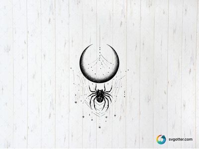 Spider and Moon Web Art, Best for artists, best on wall art, best to be applied with print and cut