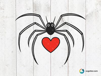 Spider with Heart, Best for pet lover, best on t-shirt, best to be applied with screen printing