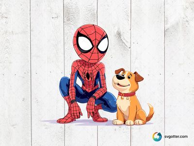 Spiderman and Dog Duo, Best for children, best on t-shirt, best to be applied with sublimation