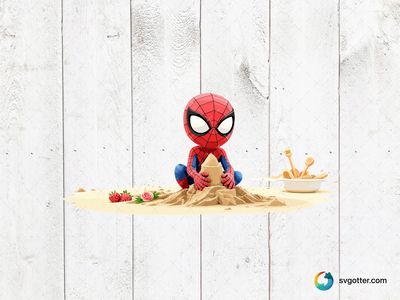 Spiderman Building Sandcastle, Best for child, best on t-shirt, best to be applied with sublimation