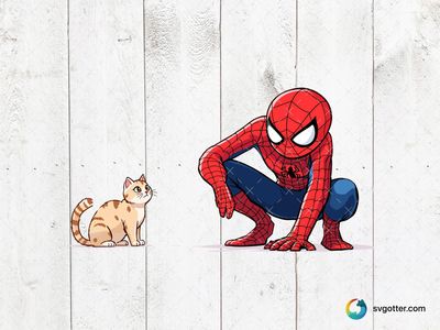 Spiderman and Cat Encounter, Best for comic lovers, best on t-shirt, best to be applied with screen printing