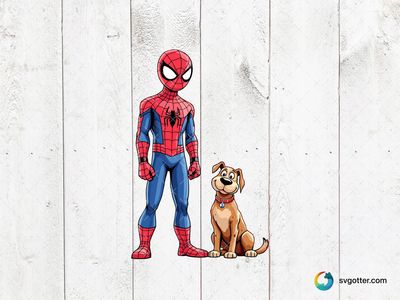 Spiderman and Dog Duo, Best for children, best on t-shirt, best to be applied with screen printing