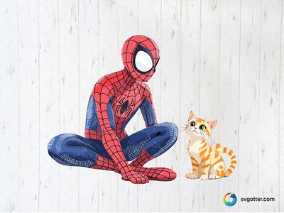 Spiderman with Cat, Best for superhero fans, best on t-shirt, best to be applied with sublimation