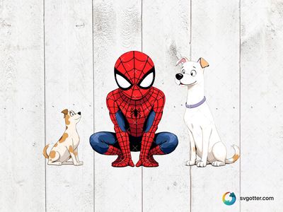 Spiderman with Dogs, Best for superhero fans, best on t-shirt, best to be applied with screen printing