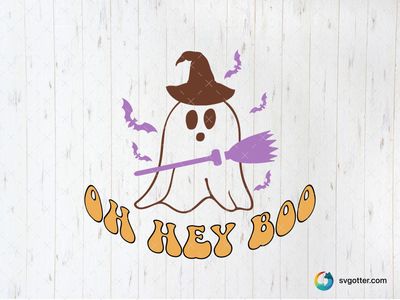Spooky Ghost with Broomstick, Best for Halloween enthusiasts, best on t-shirts, best to be applied with sublimation
