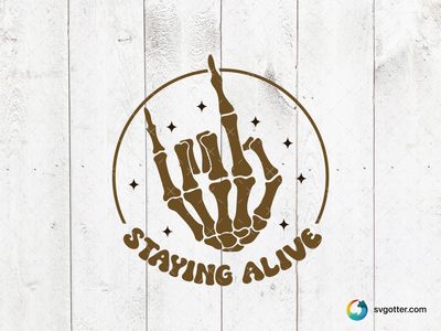 Staying Alive Skeleton Hand, Best for humor enthusiasts, best on t-shirt, best to be applied with screen printing