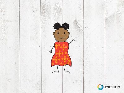 Stick Figure Child with Star Dress, Best for children, best on t-shirt, best to be applied with screen printing