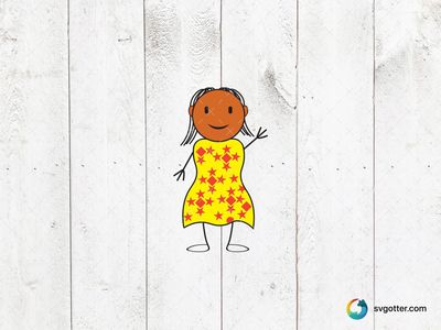 Stick Figure Girl with Stars, Best for family, best on t-shirt, best to be applied with screen printing