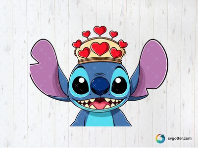 Stitch with Heart Crown, Best for child, best on t-shirt, best to be applied with sublimation