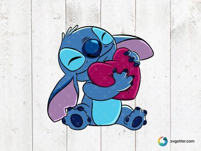 Stitch Hugging Heart, Best for child, best on t-shirt, best to be applied with sublimation
