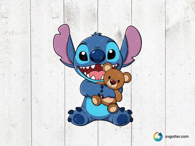 Stitch Hugging Teddy Bear, Best for child, best on t-shirt, best to be applied with sublimation