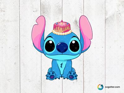 Stitch with Cake Hat, Best for child, best on t-shirt, best to be applied with sublimation