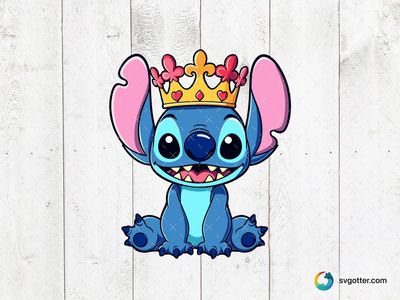Stitch with Crown, Best for child, best on t-shirt, best to be applied with sublimation