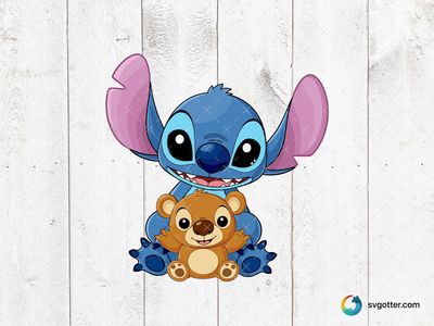 Stitch with Teddy Bear, Best for child, best on t-shirt, best to be applied with sublimation
