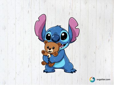 Stitch with Teddy Bear, Best for child, best on t-shirt, best to be applied with sublimation