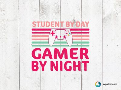 Student By Day Gamer By Night, Best for students and gamers, best on t-shirts and hoodies, best to be applied with screen printing and heat transfer vinyl