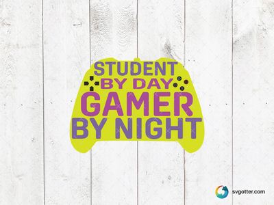 Student by Day Gamer by Night, Best for students and gamers, best on t-shirts and hoodies, best to be applied with screen printing and heat transfer vinyl