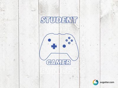 Student by Day Gamer by Night, Best for students and gamers, best on t-shirts and hoodies, best to be applied with screen printing or heat transfer vinyl
