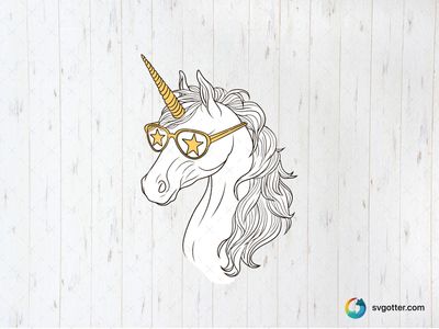 Stylish Unicorn with Star Glasses, Best for fantasy lovers, best on t-shirt, best to be applied with sublimation